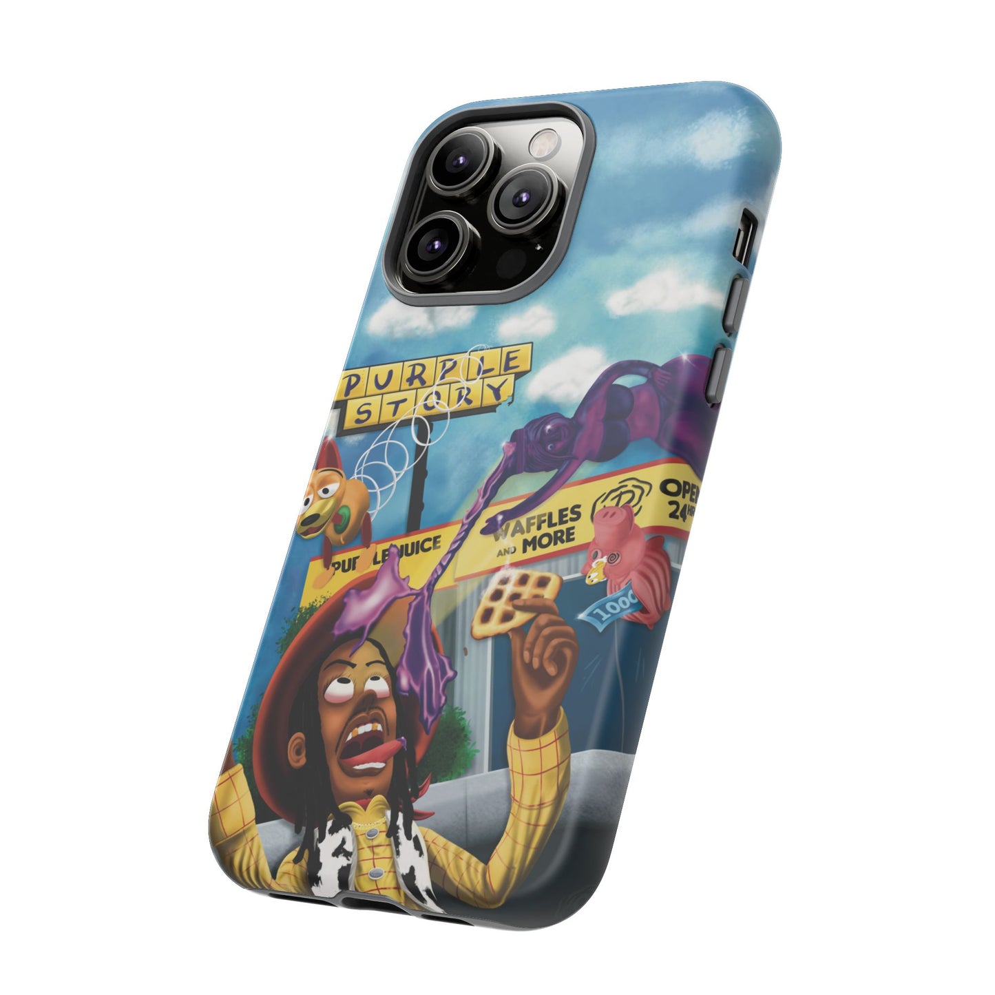 Trippy Purple Story Cartoon Waffle Shop Design