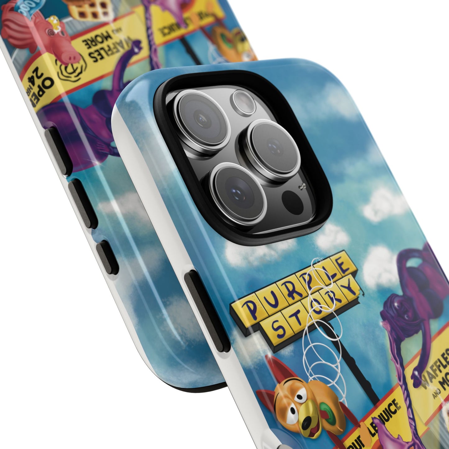 Trippy Purple Story Cartoon Waffle Shop Design