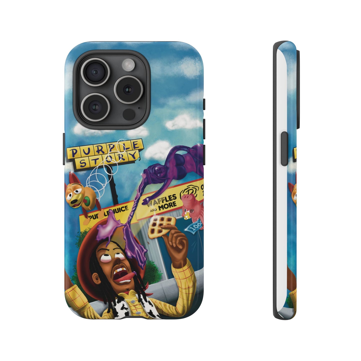 Trippy Purple Story Cartoon Waffle Shop Design