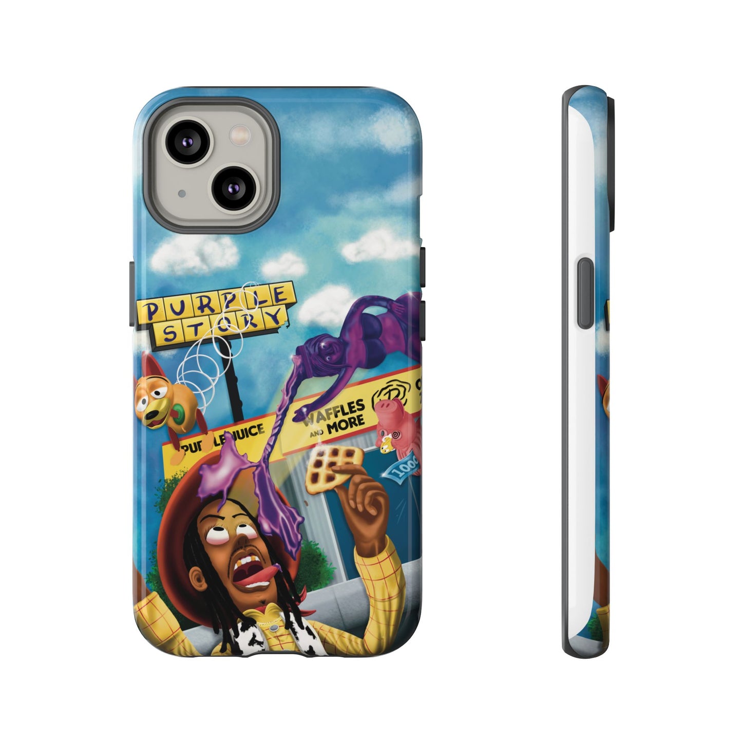 Trippy Purple Story Cartoon Waffle Shop Design