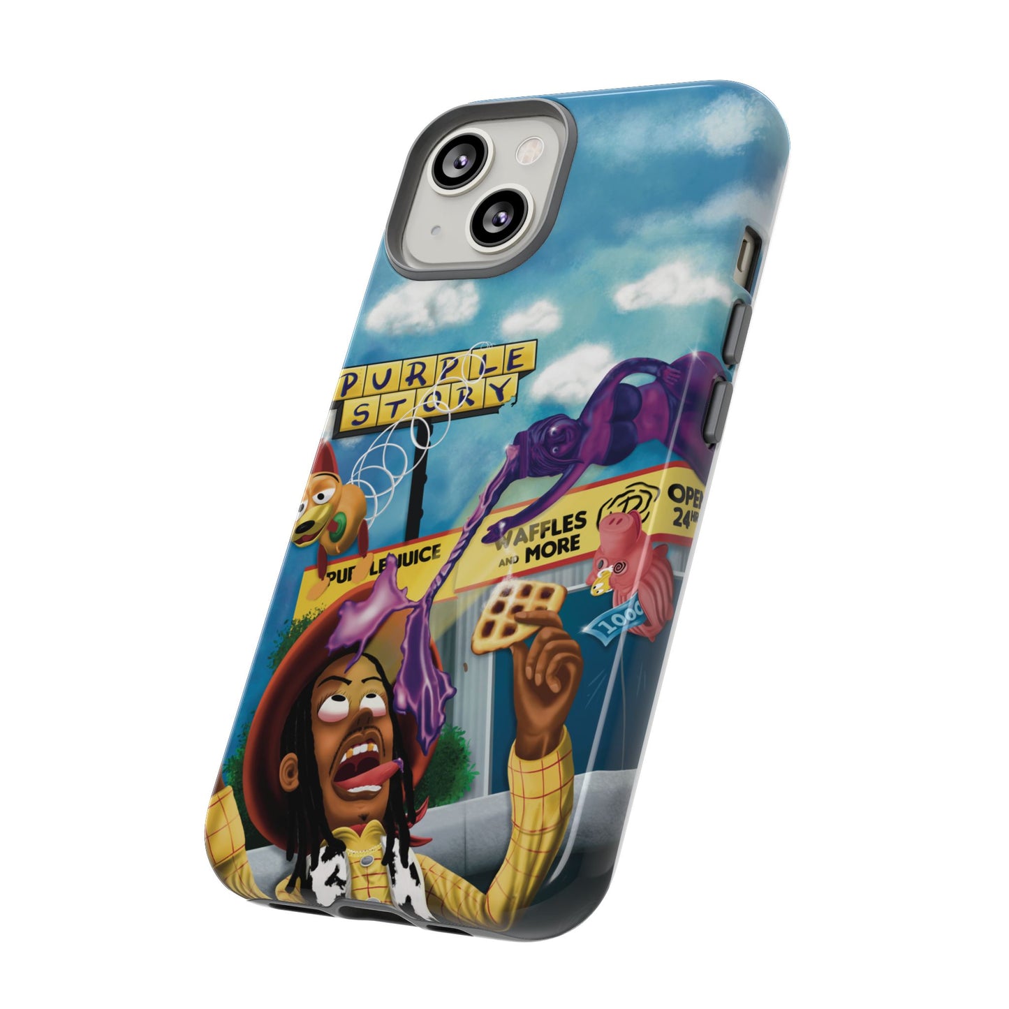 Trippy Purple Story Cartoon Waffle Shop Design