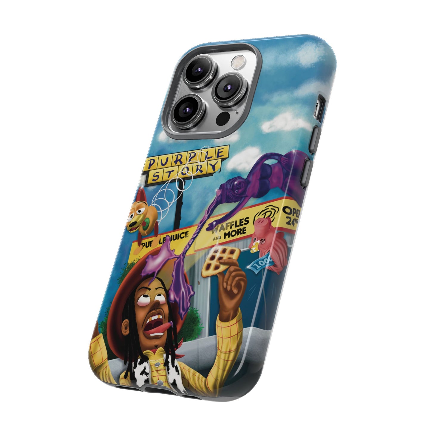 Trippy Purple Story Cartoon Waffle Shop Design