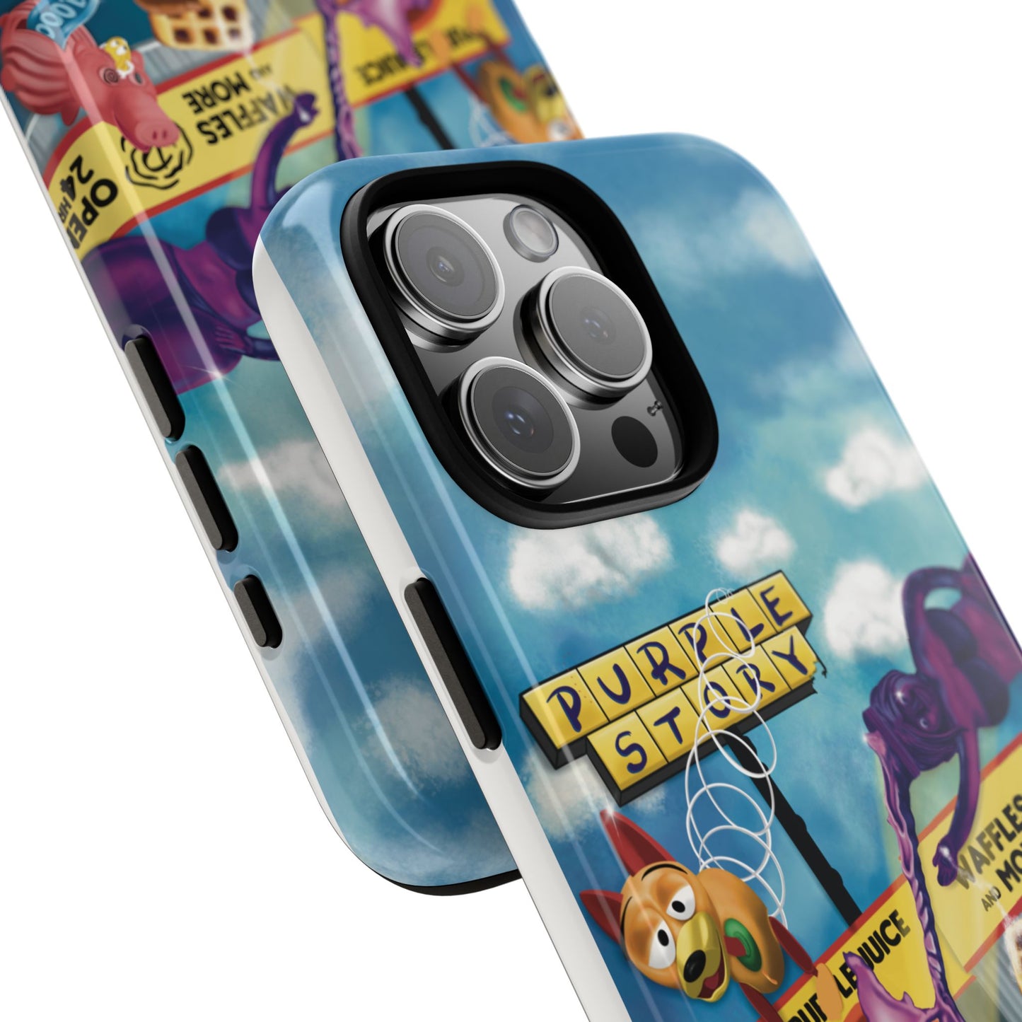 Trippy Purple Story Cartoon Waffle Shop Design