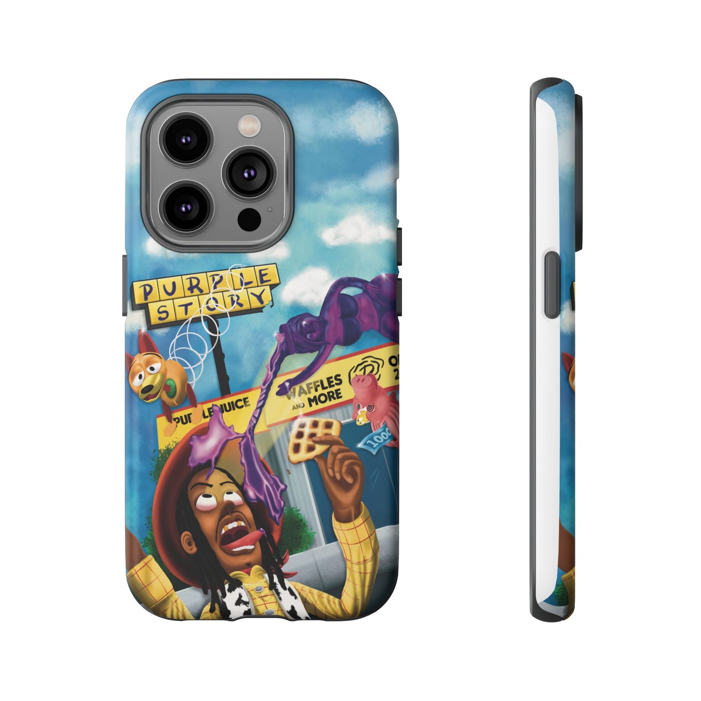 Trippy Purple Story Cartoon Waffle Shop Design