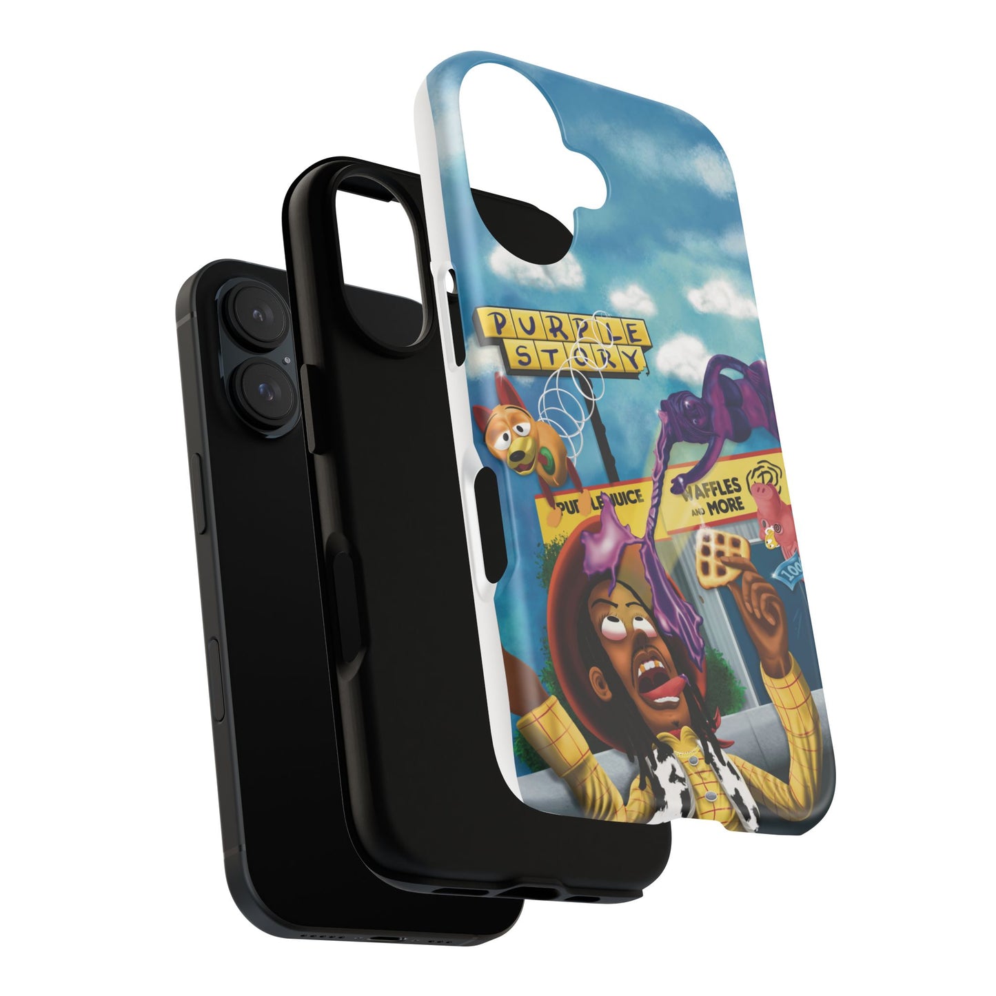 Trippy Purple Story Cartoon Waffle Shop Design