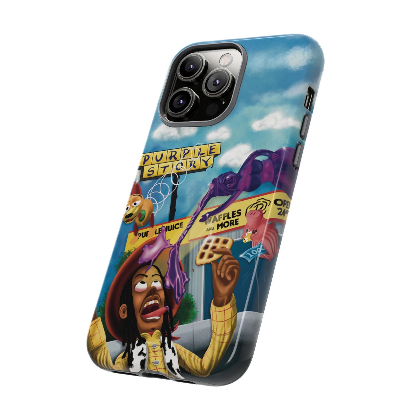 Trippy Purple Story Cartoon Waffle Shop Design