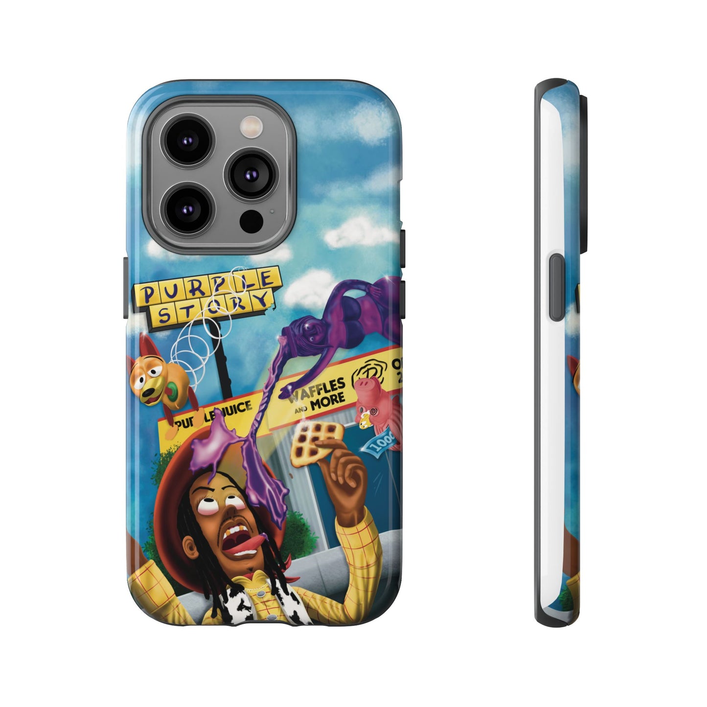 Trippy Purple Story Cartoon Waffle Shop Design