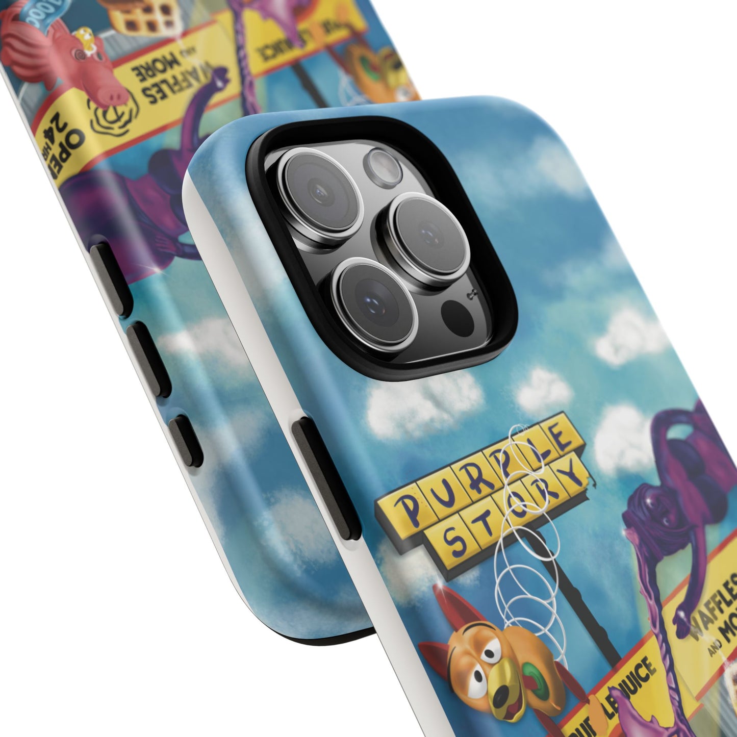 Trippy Purple Story Cartoon Waffle Shop Design