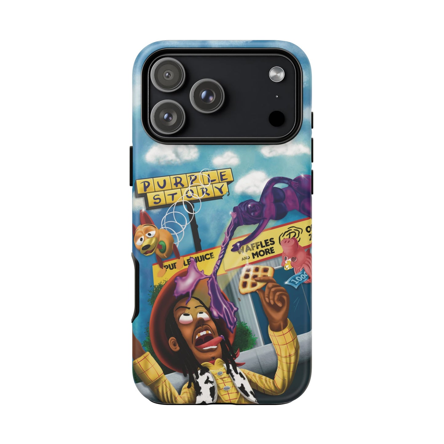 Trippy Purple Story Cartoon Waffle Shop Design