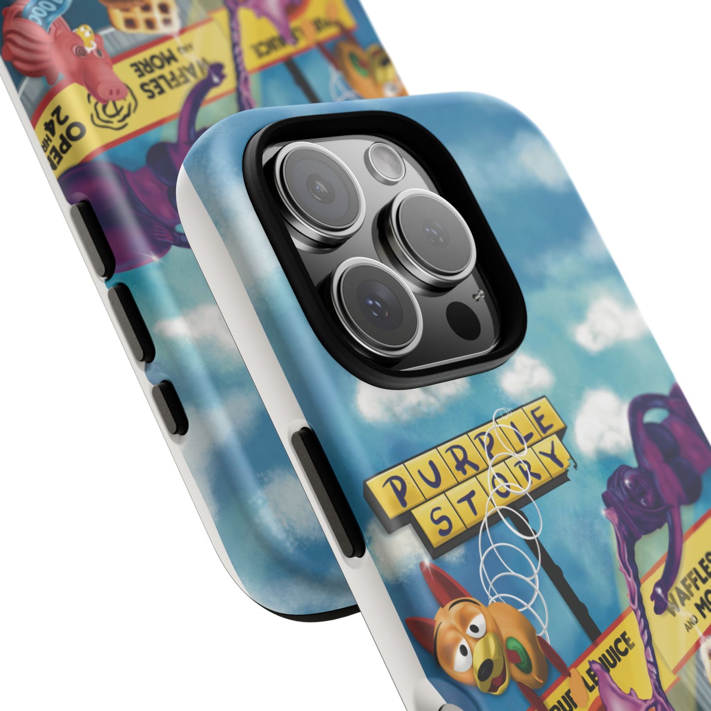 Trippy Purple Story Cartoon Waffle Shop Design