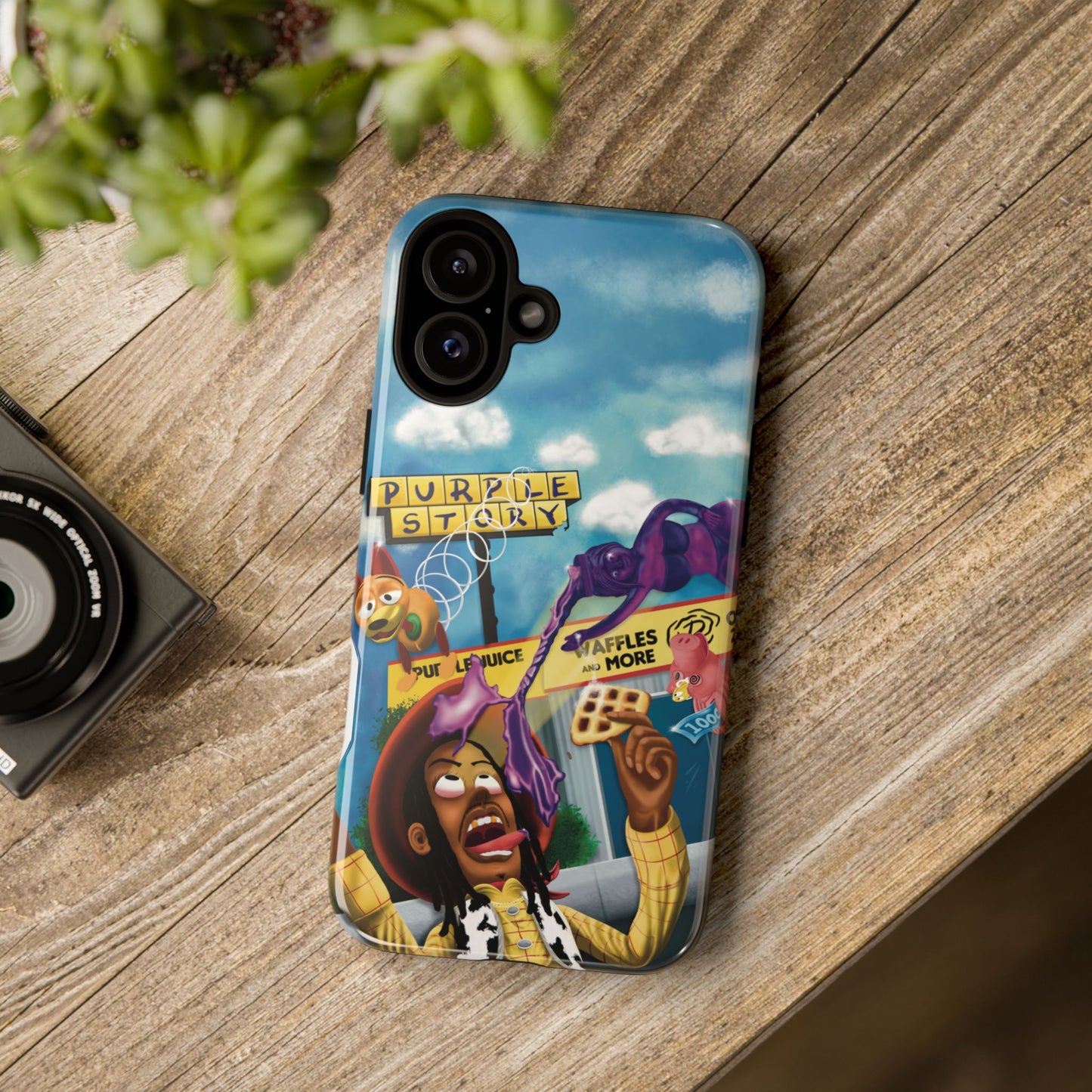 Trippy Purple Story Cartoon Waffle Shop Design