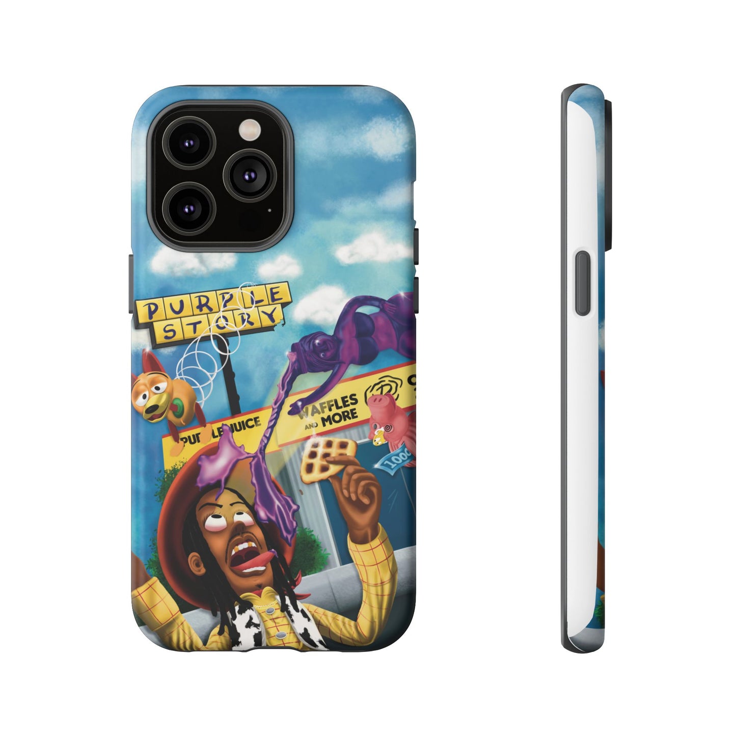 Trippy Purple Story Cartoon Waffle Shop Design