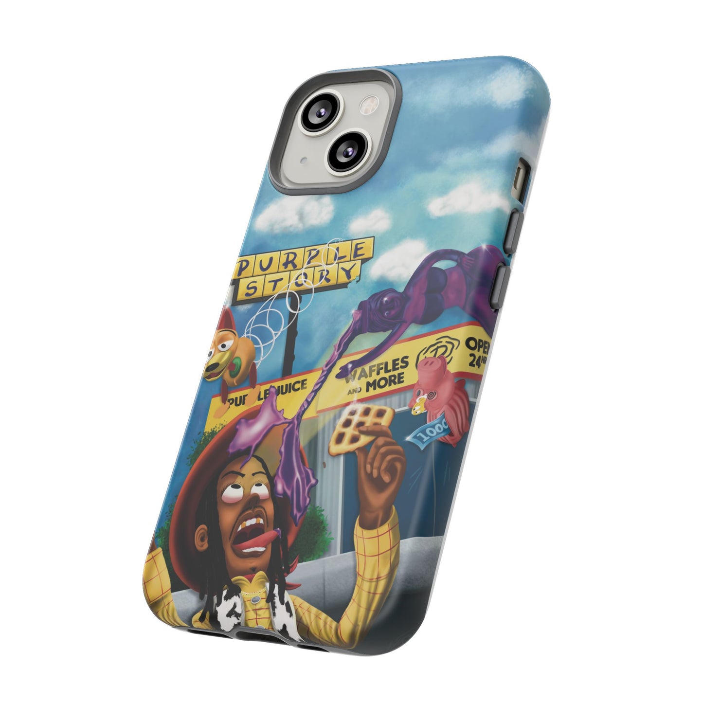 Trippy Purple Story Cartoon Waffle Shop Design