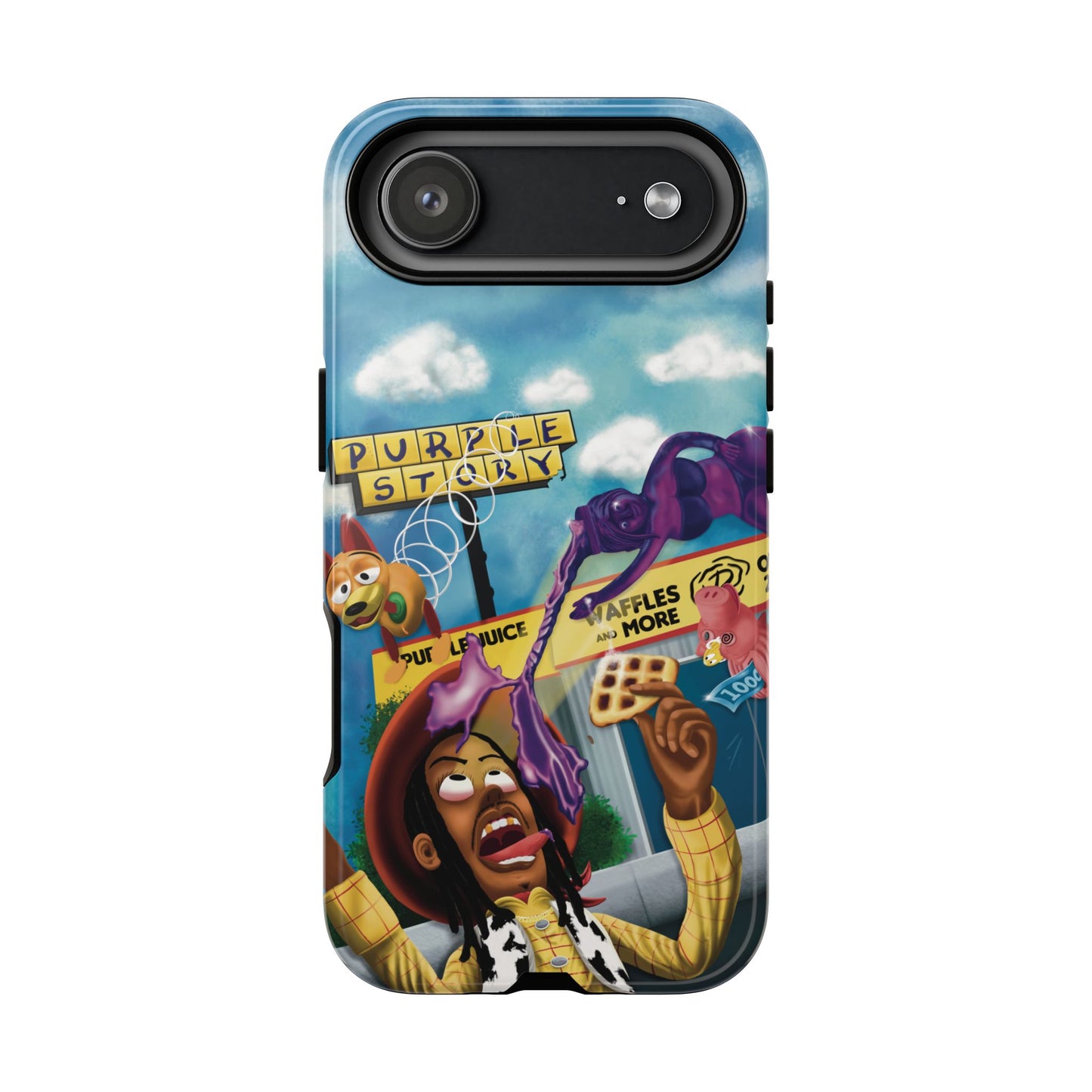 Trippy Purple Story Cartoon Waffle Shop Design