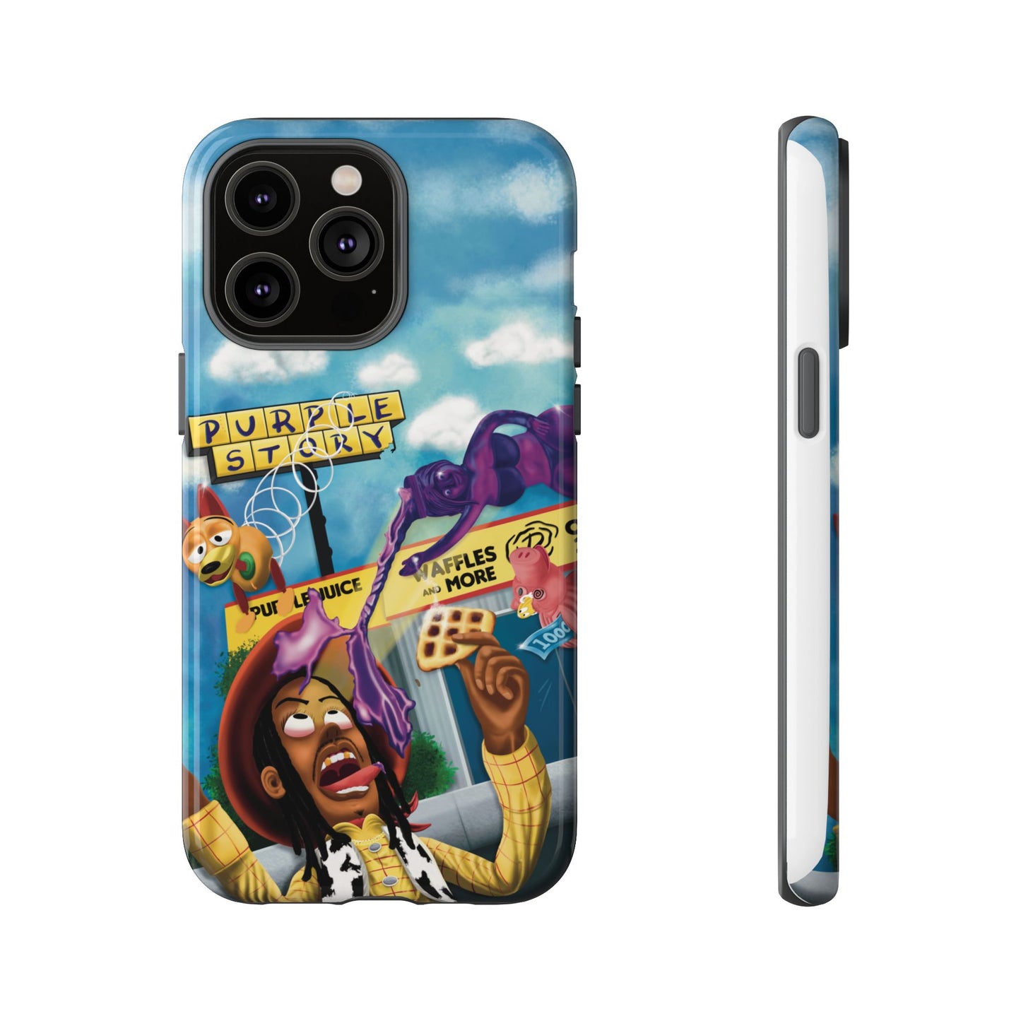 Trippy Purple Story Cartoon Waffle Shop Design